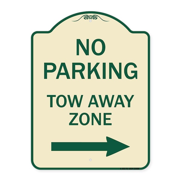 Signmission No Parking Tow Away Zone W/ Right Arrow Heavy-Gauge Aluminum Sign, 24" x 18", TG-1824-23609 A-DES-TG-1824-23609 - main
